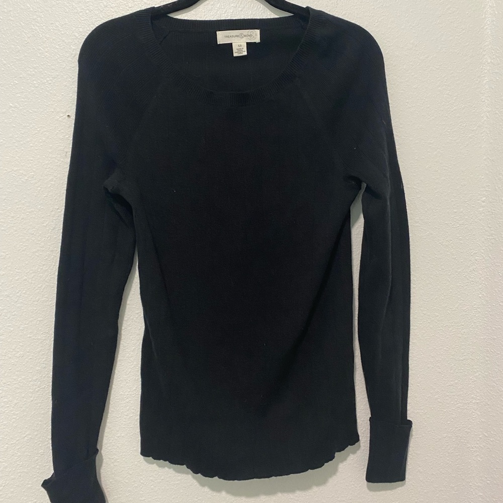 Treasure and Bond Fitted Black Sweater SZ XS